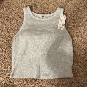 Uniqlo Light Gray Ribbed Tank Top